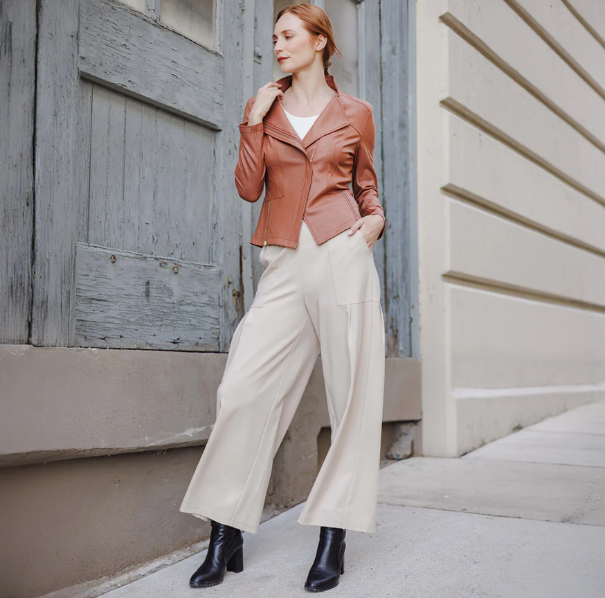 Clara Sunwoo Tan Classic Liquid Leather Jacket