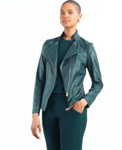 Load image into Gallery viewer, Hunter Green Liquid Leather Jacket by Clara Sunwoo
