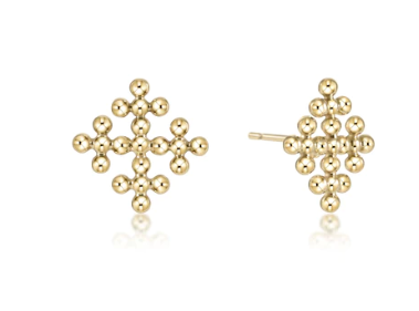 Classic Beaded Cross Encompass Gold Studs