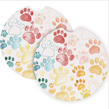 Load image into Gallery viewer, Colorful Paw Prints Car Coaster
