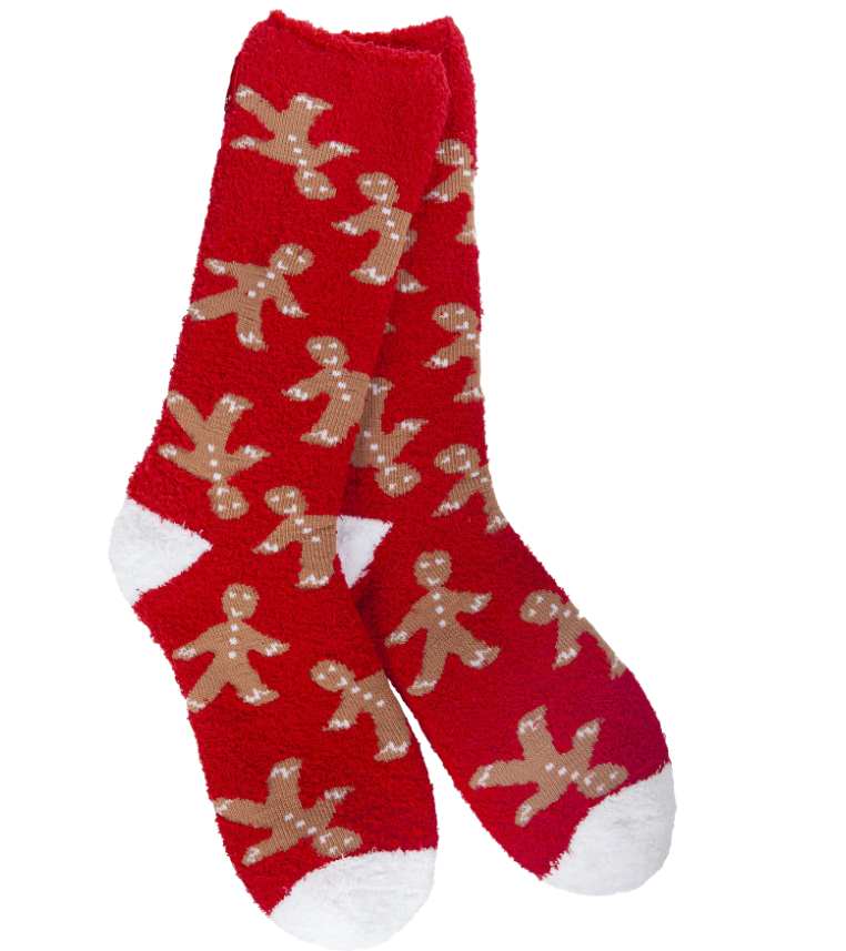 Cozy Crew Socks Gingerbread Man Red