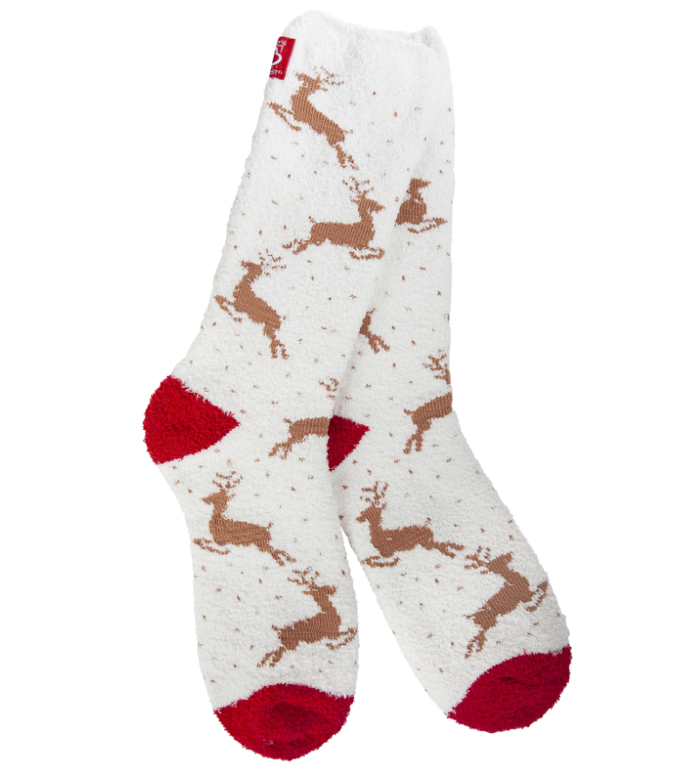 Cozy Crew Socks Reindeer Red