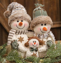 Load image into Gallery viewer, Cozy Brown Snowman Family 11 Inches High
