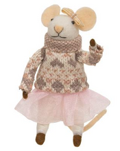 Load image into Gallery viewer, Cozy Sweater Fancy Mouse Felted Ornament
