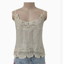 Load image into Gallery viewer, Crochet Lace Camisole Tank top- Beige
