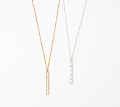 Crystal Bar Necklace in Gold or Silver
