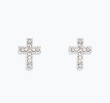 Load image into Gallery viewer, Crystal Cross Earrings Gold and Silver
