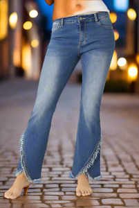 EverStretch Flare with Crossover Fringe Bottom Jeans