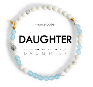 Daughter Cloudy Blue/Howlite Morse Code Bracelet