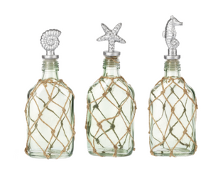 Decorative Bottle with Rope Net and Coastal Toppers