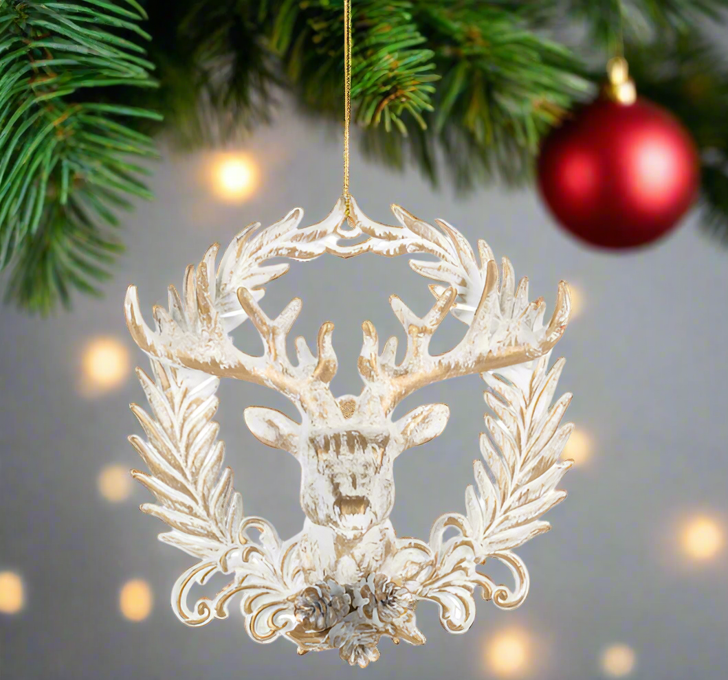 Deer Head in Wreath Ornament