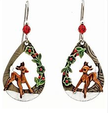 Deer in Tear and Garland Earrings