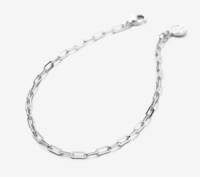 Bryan Anthonys Delicate Paperclip Chain Anklet Silver