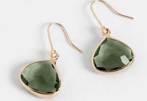 Dew Drop Earrings - Olive/Gold