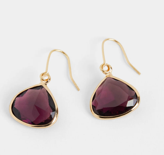 Dew Drop Earrings - Plum/Gold