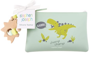 Dino Silicone Teether & Pouch