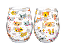 Load image into Gallery viewer, Dog and Cat Stemless Wine Glasses
