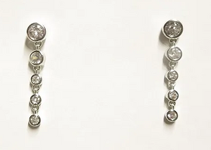 Drop CZ Earrings Silver