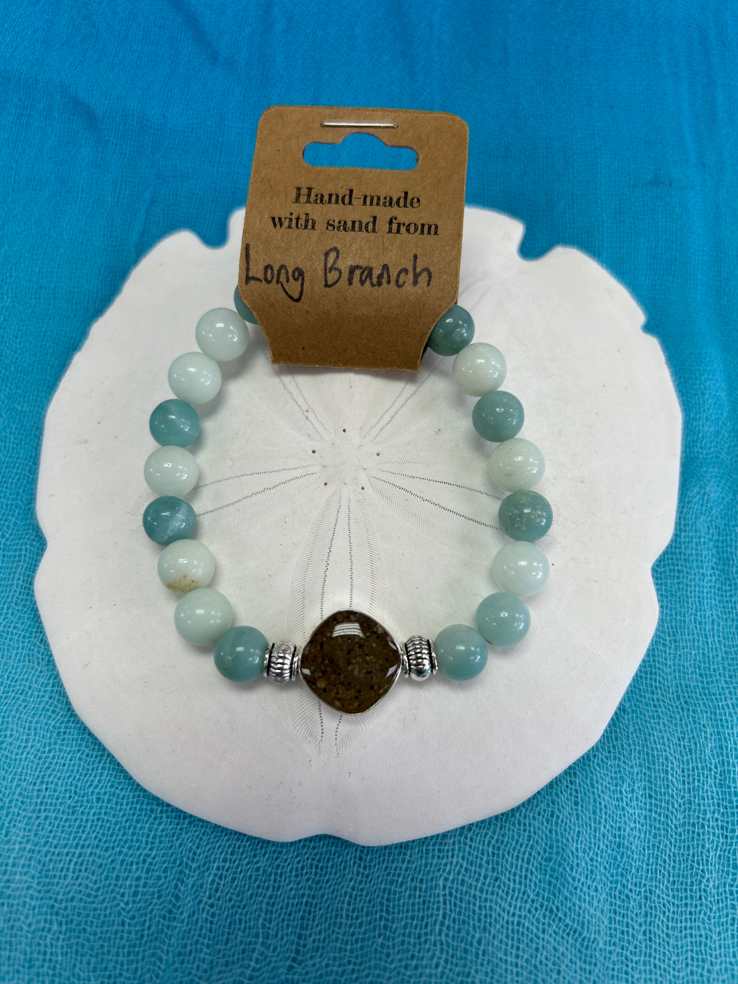 Natural Stone Bracelet with Beach Sand from Long Branch, NJ