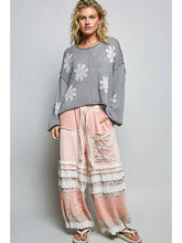 Load image into Gallery viewer, Gray with Daisies Crochet Knit Top
