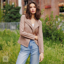Load image into Gallery viewer, Taupe Liquid Leather Jacket by Clara Sunwoo
