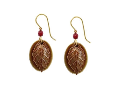 Earth Leaf on Oval Earrings