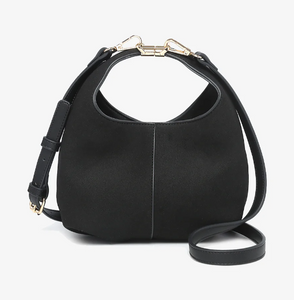 Elena Vegan Suede Crossbody Black