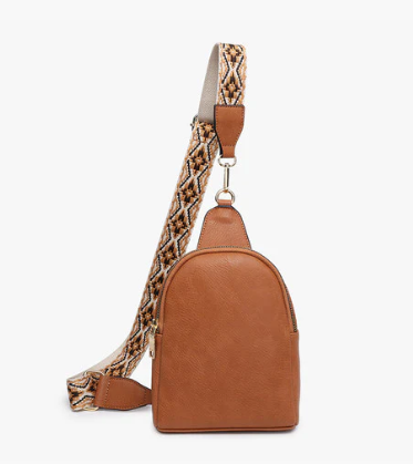 Ellen Guitar Strap Sling Bag in Cognac Brown