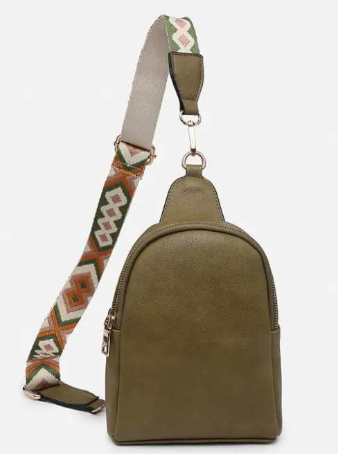 Ellen Guitar Strap Sling Bag in Olive