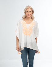 Load image into Gallery viewer, Embroidery Poncho Top in White or Sage
