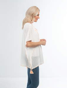 Embroidery Poncho Top in White or Sage
