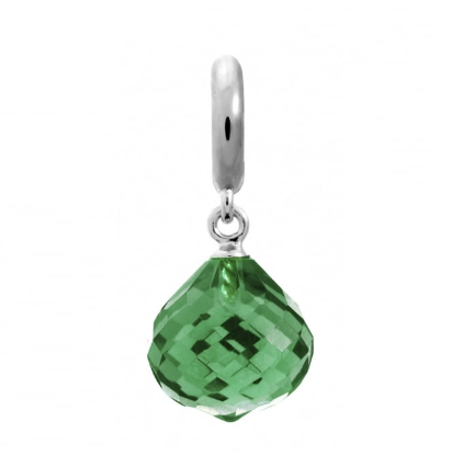 Emerald Love Drop Silver Charm