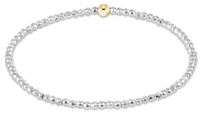 Enewton Bright Silver Faceted Hematite 2mm Bead Bracelet- Extends