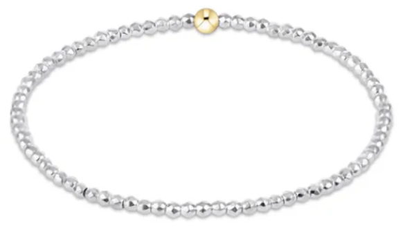 Enewton Bright Silver Faceted Hematite 2mm Bead Bracelet- Extends