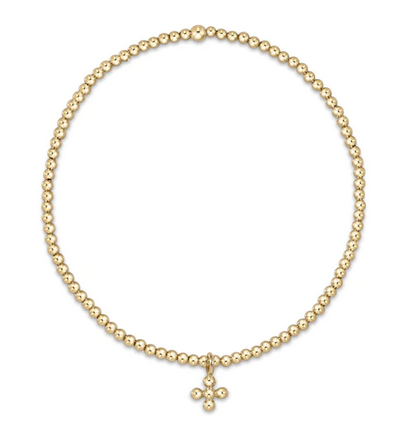 Enewton Classic Gold 2mm Bead Bracelet with Signature Cross Small Gold Charm