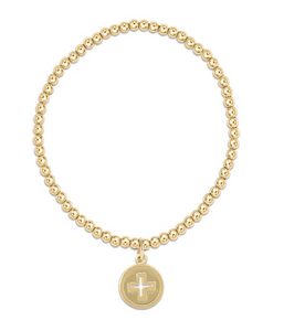 Enewton Classic Gold 3mm Bead Bracelet - Signature Cross Gold Disc