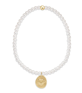 Enewton Classic Pearl 3mm Bead Bracelet- Inspire Love Small Gold Charm