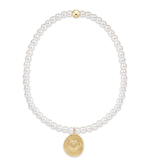 Enewton Classic Pearl 3mm Bead Bracelet- Inspire Love Small Gold Charm