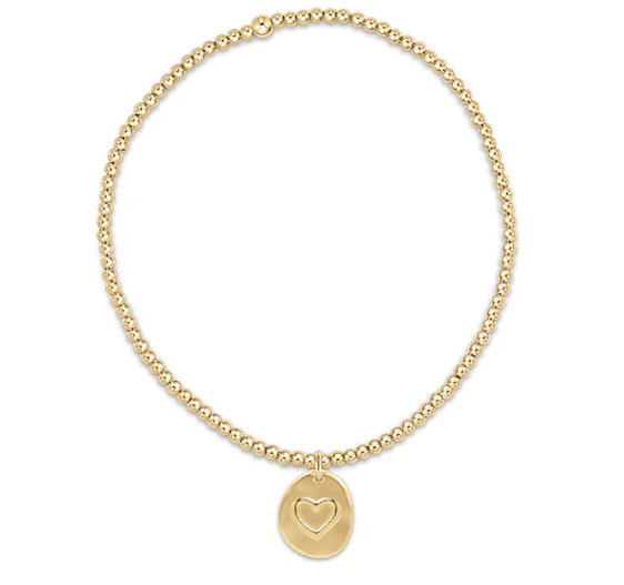 Enewton Extends- Classic Gold 2mm Bead Bracelet- Inspire Love Small Gold Charm