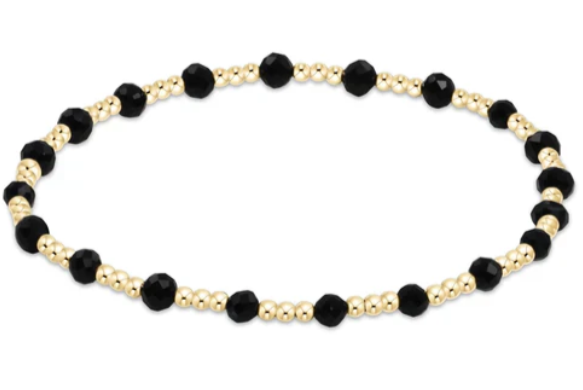 Enewton Extends Gemstone Gold Sincerity Pattern 3mm Bead Bracelet Faceted Onyx
