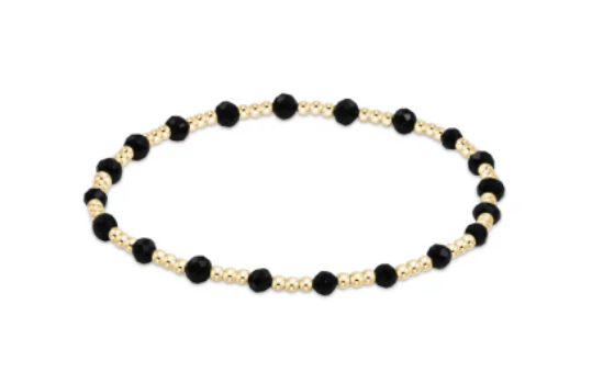 Enewton Gemstone Gold Sincerity Pattern 3mm Bead Bracelet Faceted Onyx