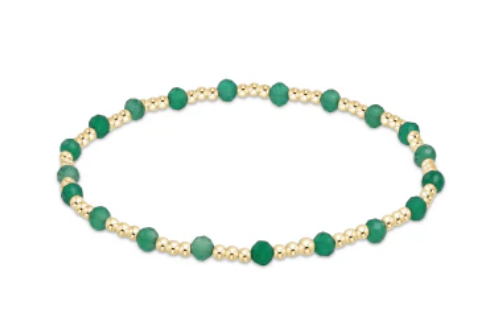 Enewton Gemstone Gold Sincerity Pattern 3mm Bead Bracelet Green Onyx