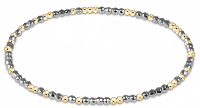 Enewton Hope Unwritten Bright Silver Faceted Hematite 2mm Bead Bracelet- Extends