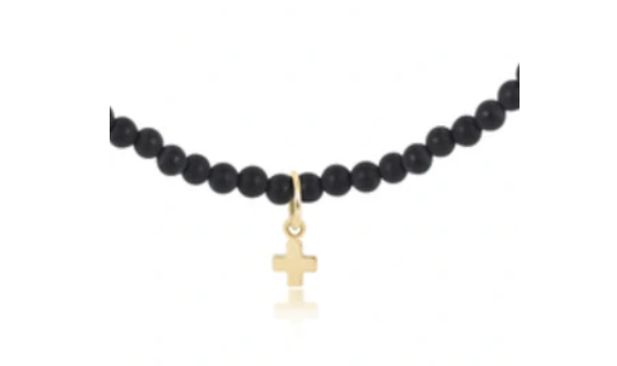 Enewton Onyx 3mm Bead Bracelet - Signature Gold Cross Charm