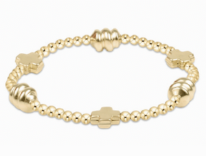 Enewton Signature Cross Admire Gold Pattern 3mm Bead Bracelet