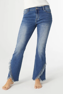 EverStretch Flare with Crossover Fringe Bottom Jeans