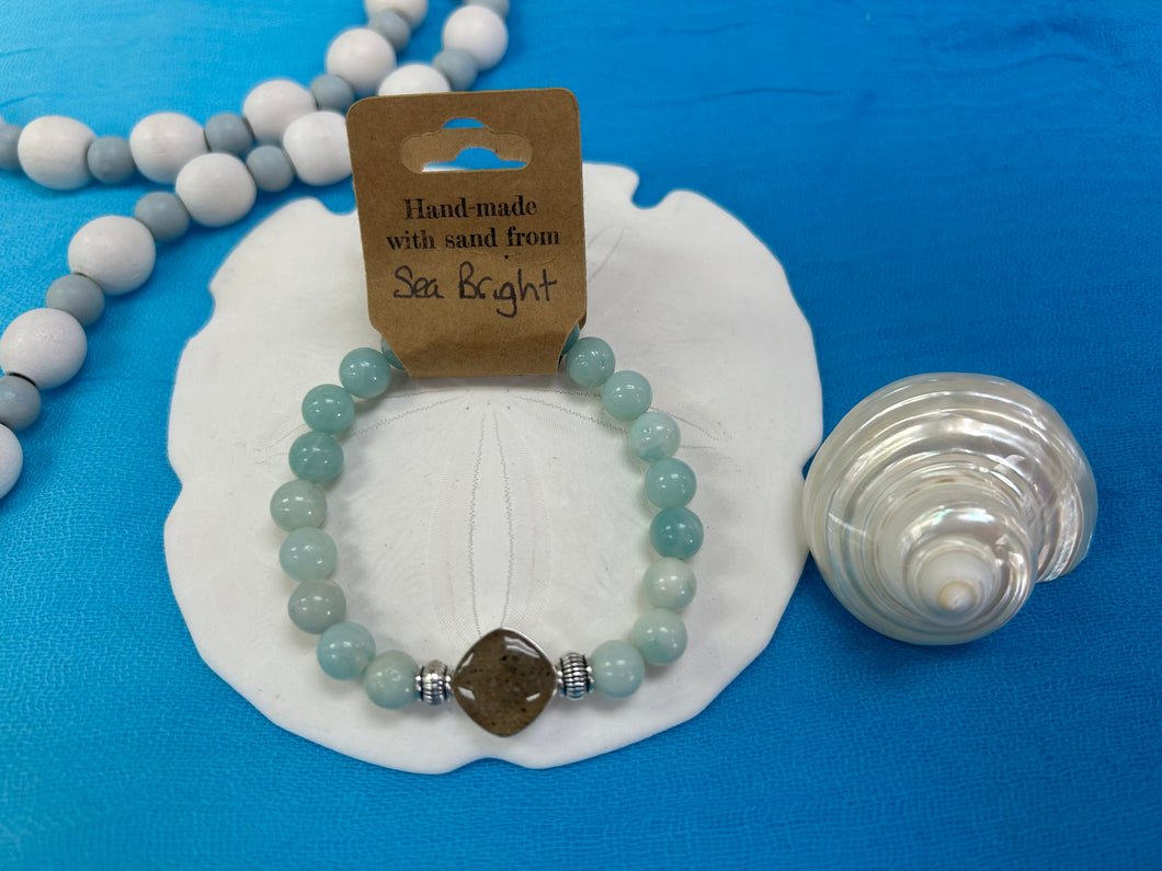 Natural Stone Bracelet with Beach Sand from Sea Bright, NJ