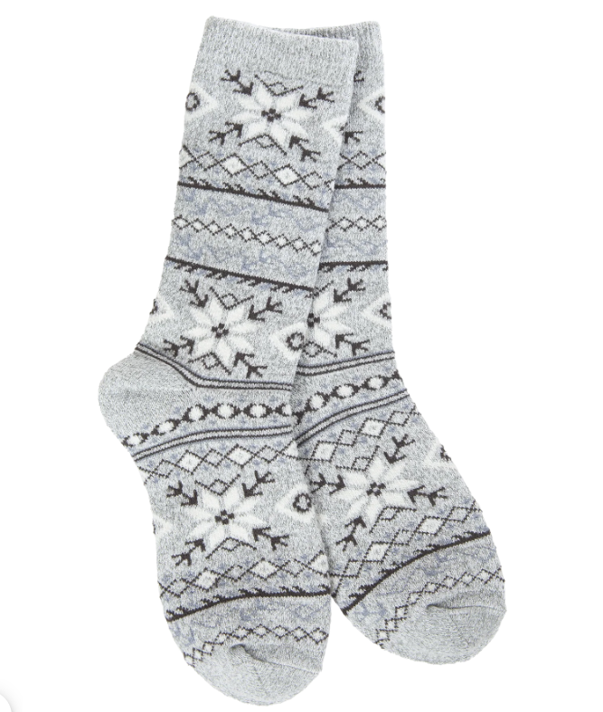 Fair Isle Grey Cozy Socks