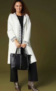 Long Hooded Winter White Jacket with Front Pockets