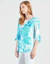 Load image into Gallery viewer, Floral Print Soft Knit Scoop Tunic with Cuff Tie Detail by Clara Sunwoo
